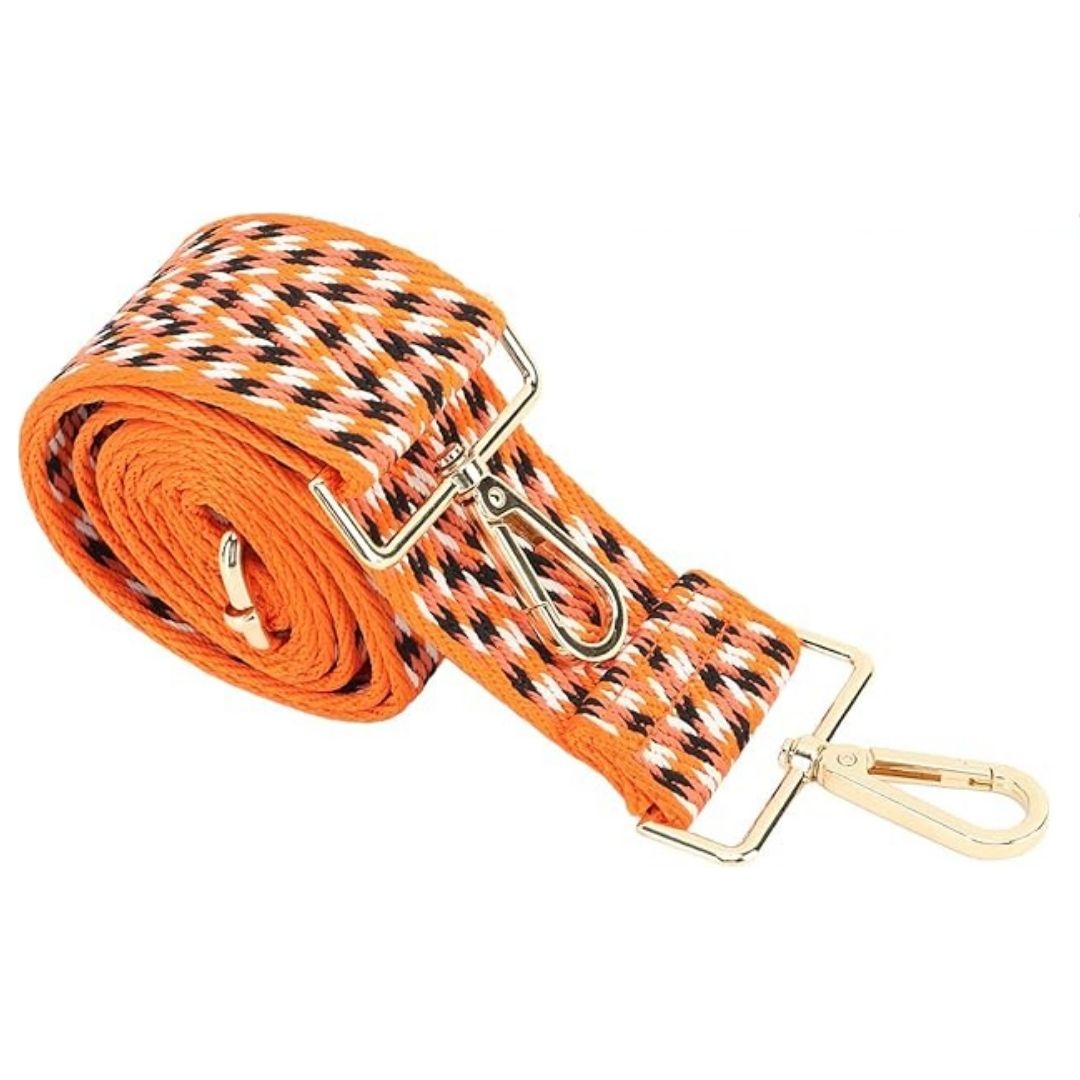 Correa de bolso estampado geométrico naranja