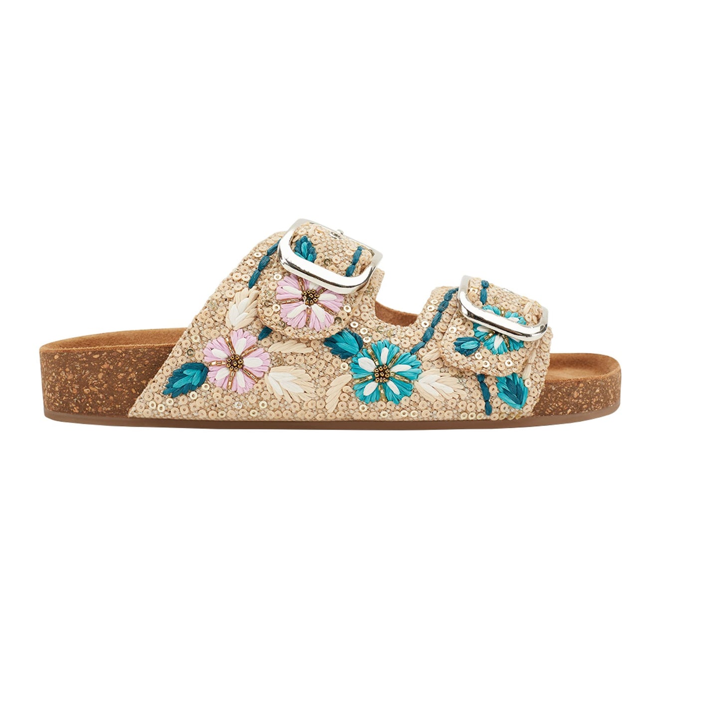 Sandalia bio multicolor con flores
