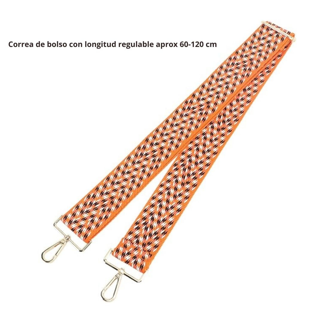 Correa de bolso estampado geométrico naranja