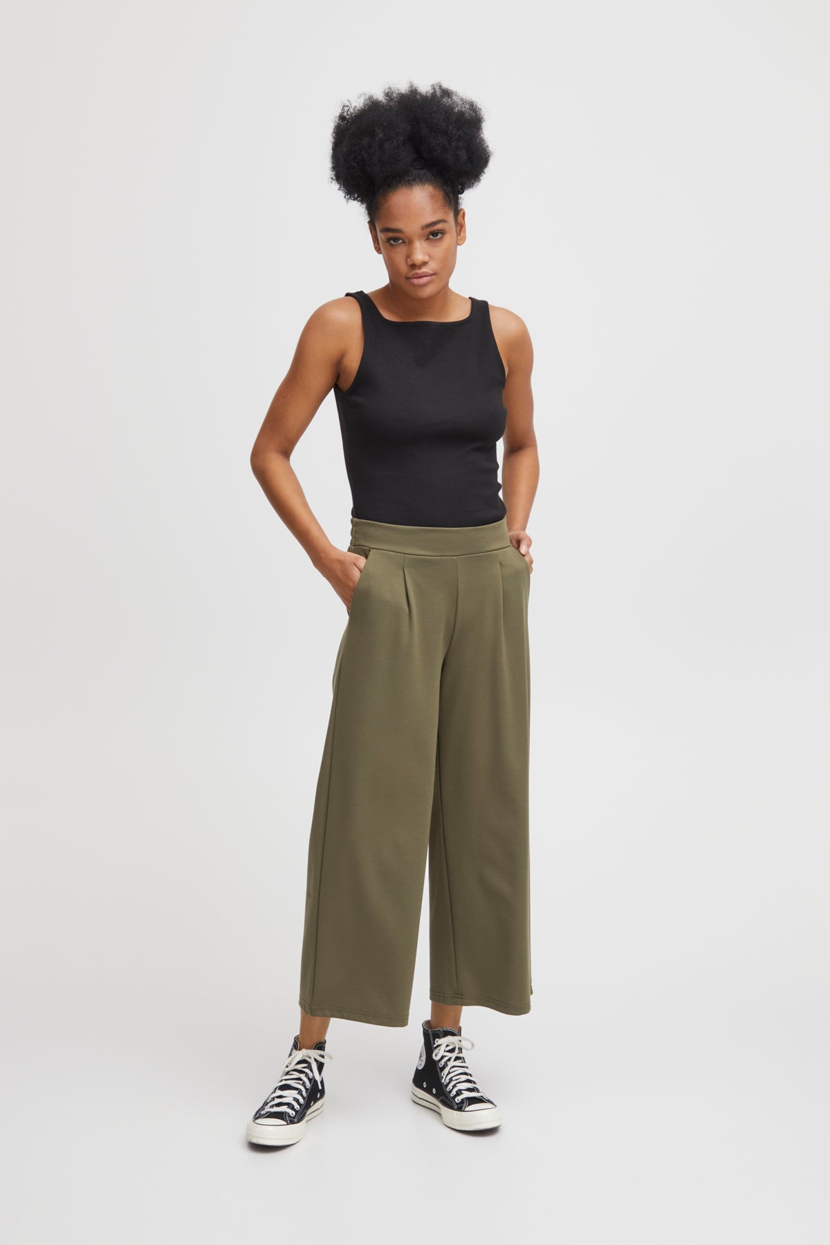 Pantalón ancho cropped EMANUELE caqui