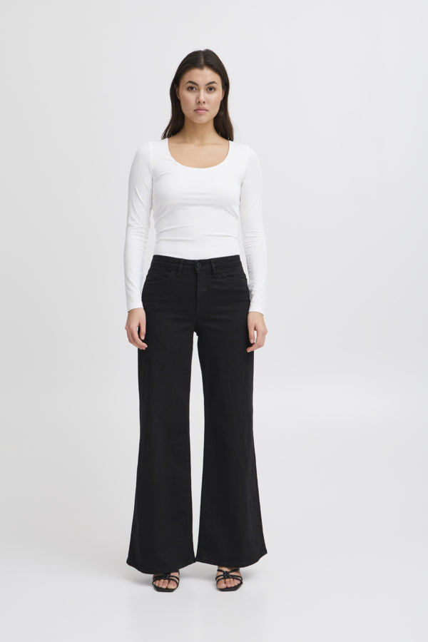 Vaqueros wide leg negro ZINDY