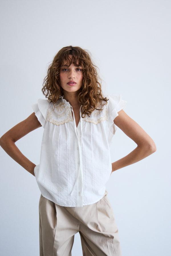 Blusa bordada sin mangas GISELA