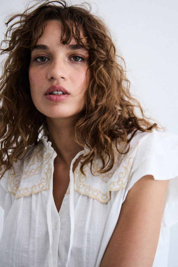 Blusa bordada sin mangas GISELA