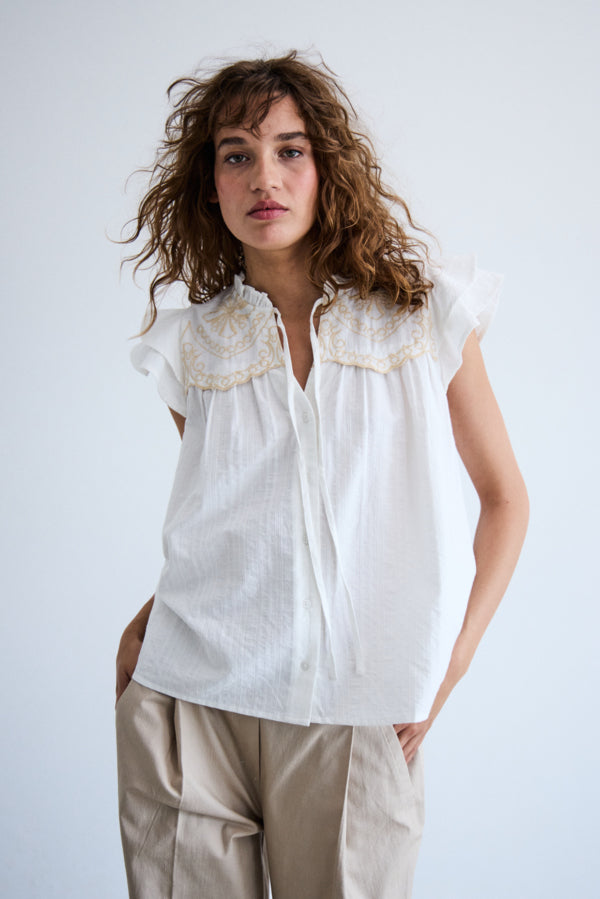 Blusa bordada sin mangas GISELA
