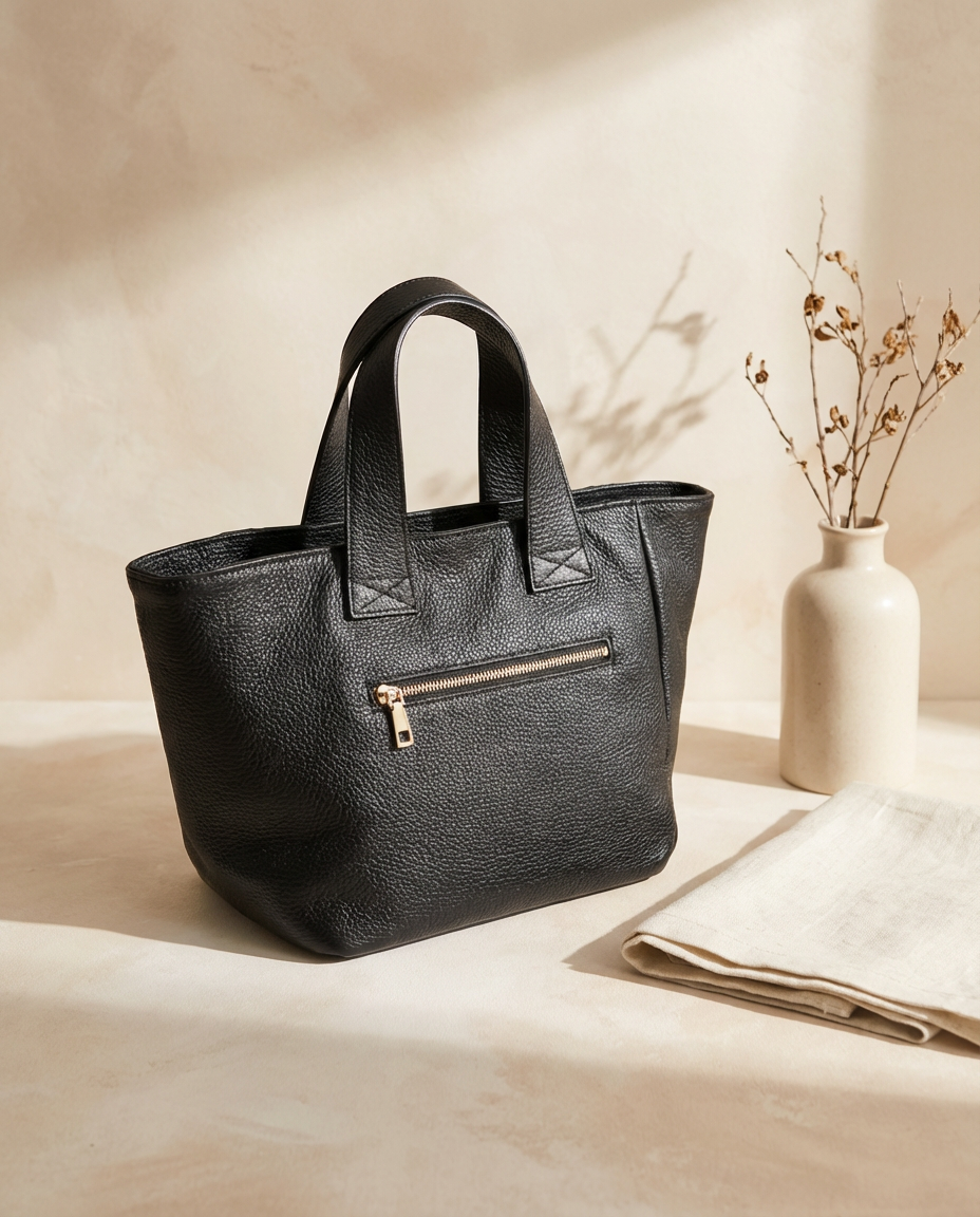 Bolso de piel negro LEONOR