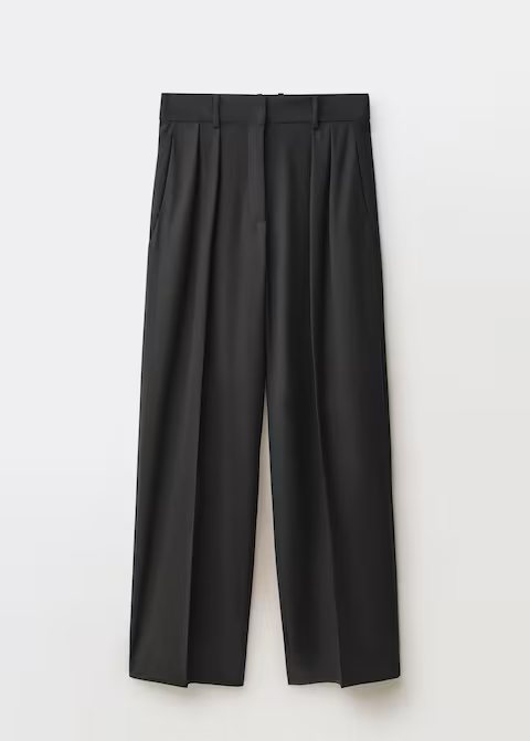 Pantalón sastre wide leg gris oscuro Mango