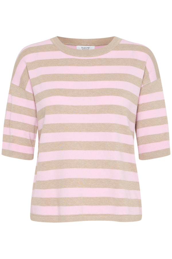Jersey manga corta BRINA rayas rosa/beige