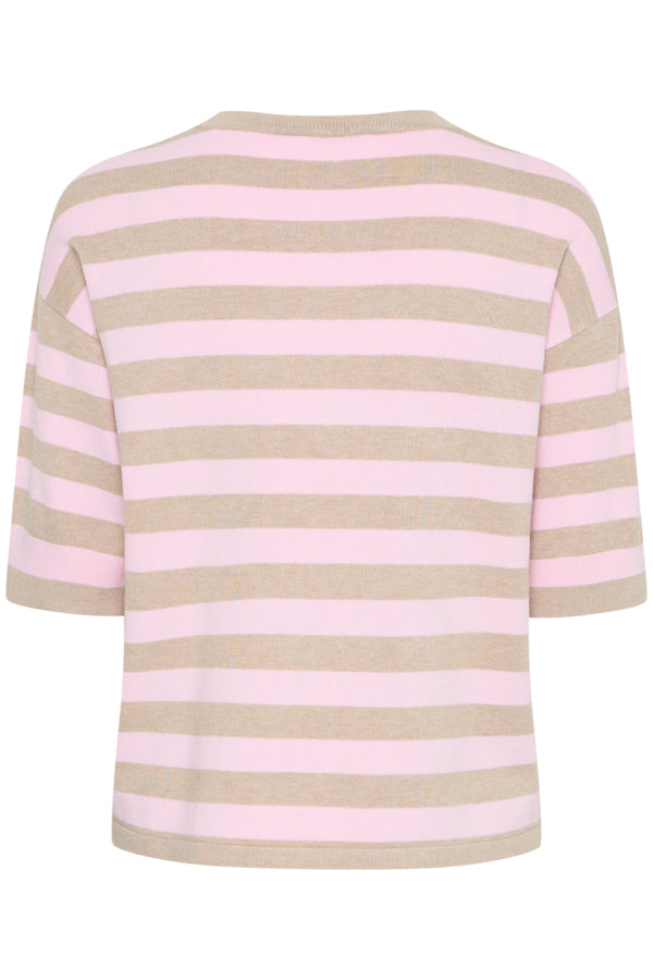 Jersey manga corta BRINA rayas rosa/beige
