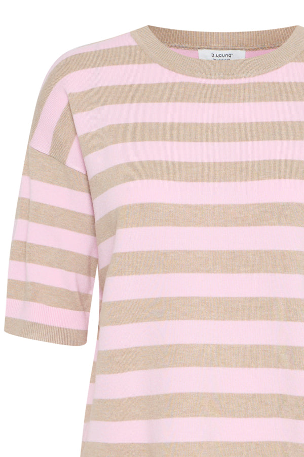 Jersey manga corta BRINA rayas rosa/beige