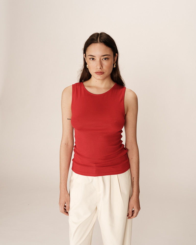 Camiseta sin mangas roja MERLA