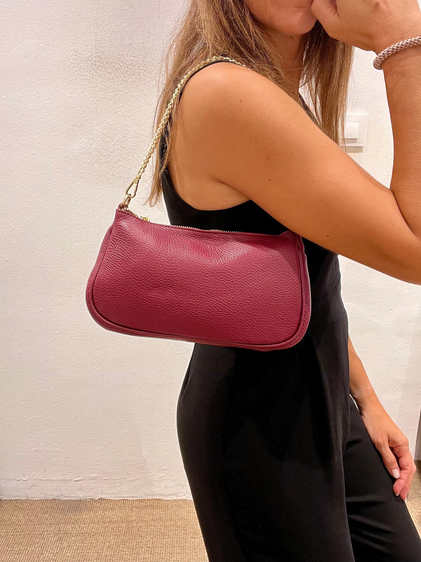 Bolso piel granate MINIMAL