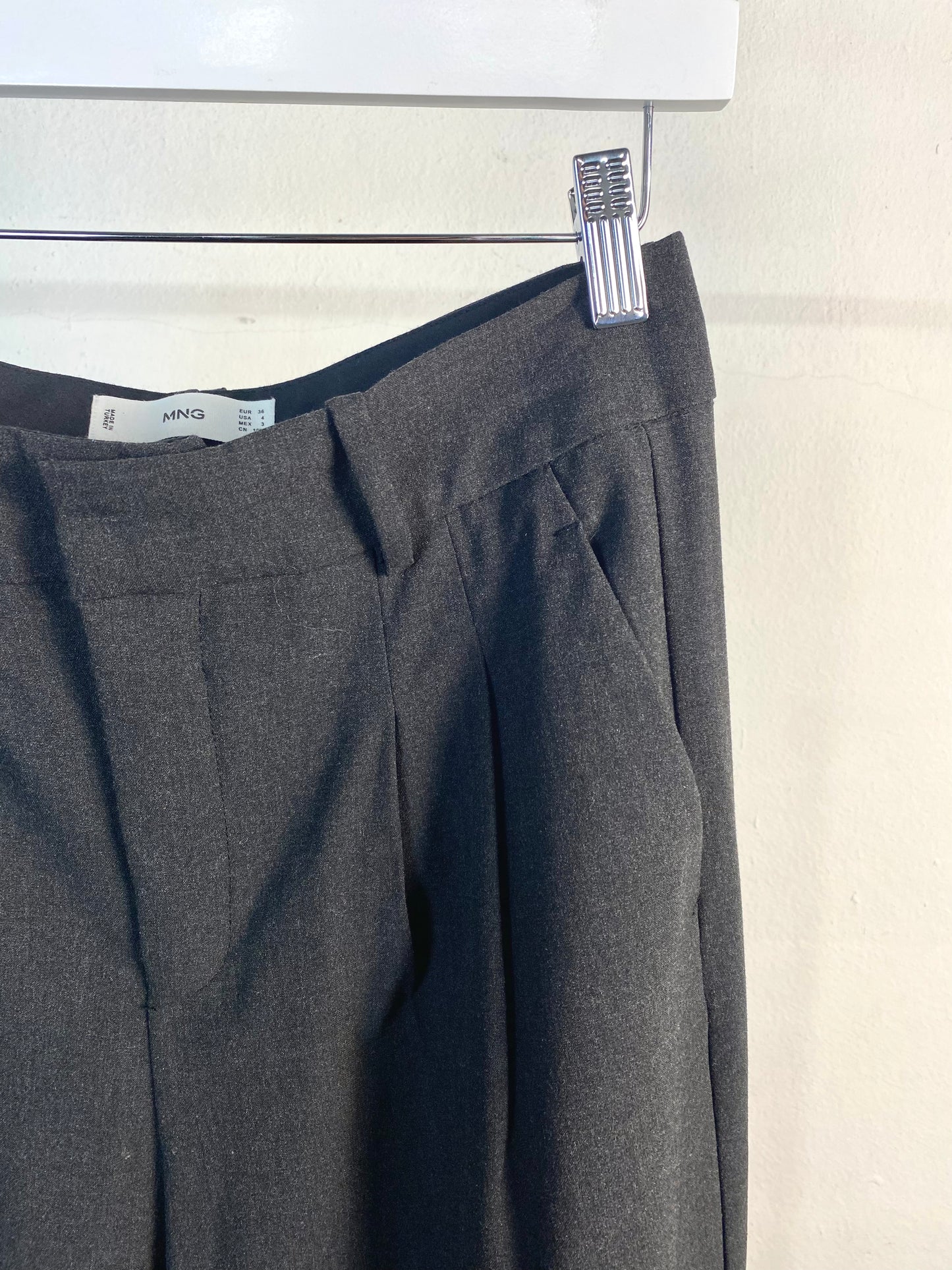 Pantalón sastre wide leg gris oscuro Mango