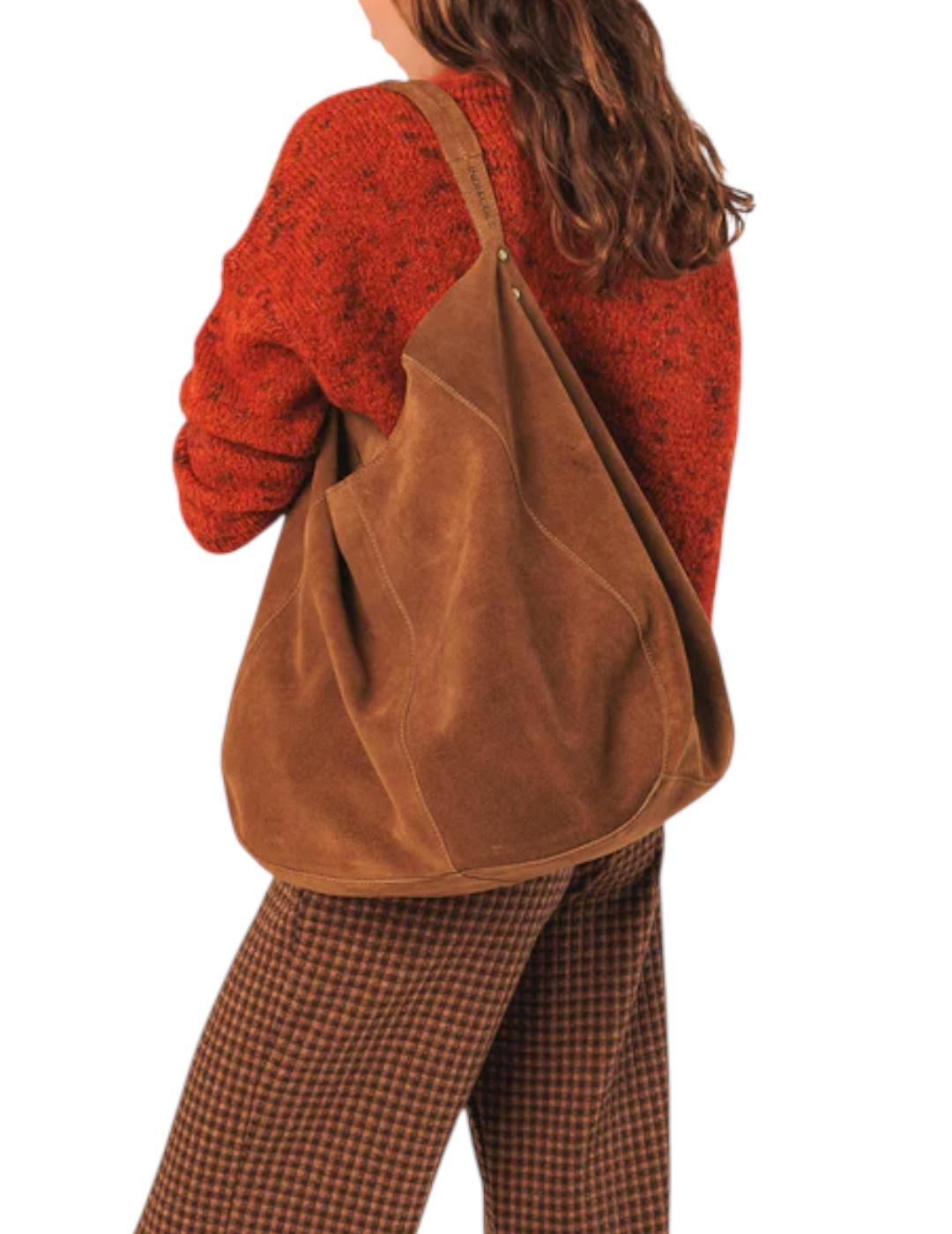 Bolso tote serraje BEVERLY tabaco
