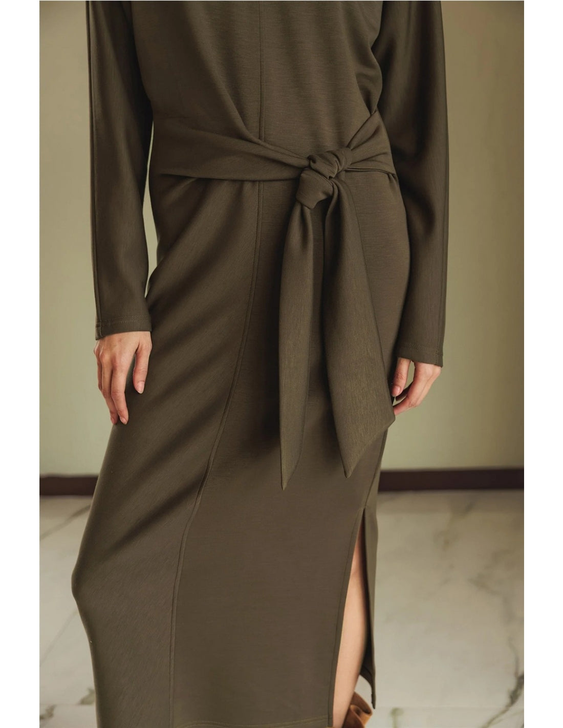 Vestido de punto anudado BITIA kaki
