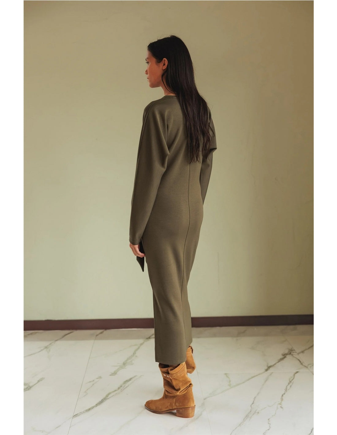 Vestido de punto anudado BITIA kaki