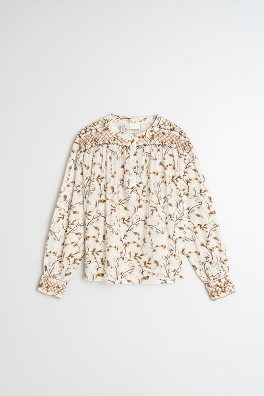 Blusa estampada smock BIANEY