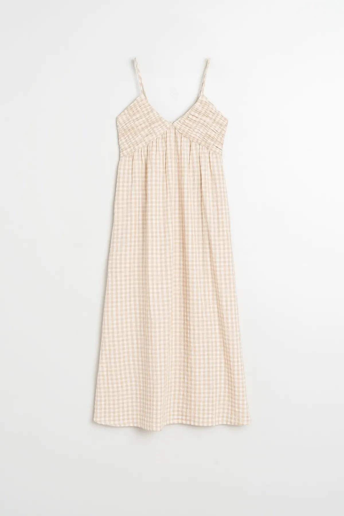 Vestido vichy con escote fruncido DINA