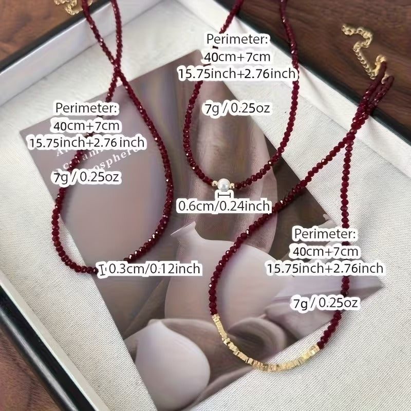 Collar de cuentas brillantes BURGUNDY