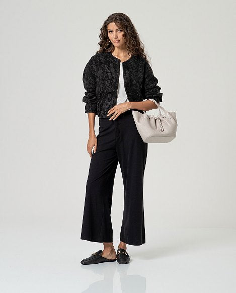 Pantalón crop ancho negro DOLORES