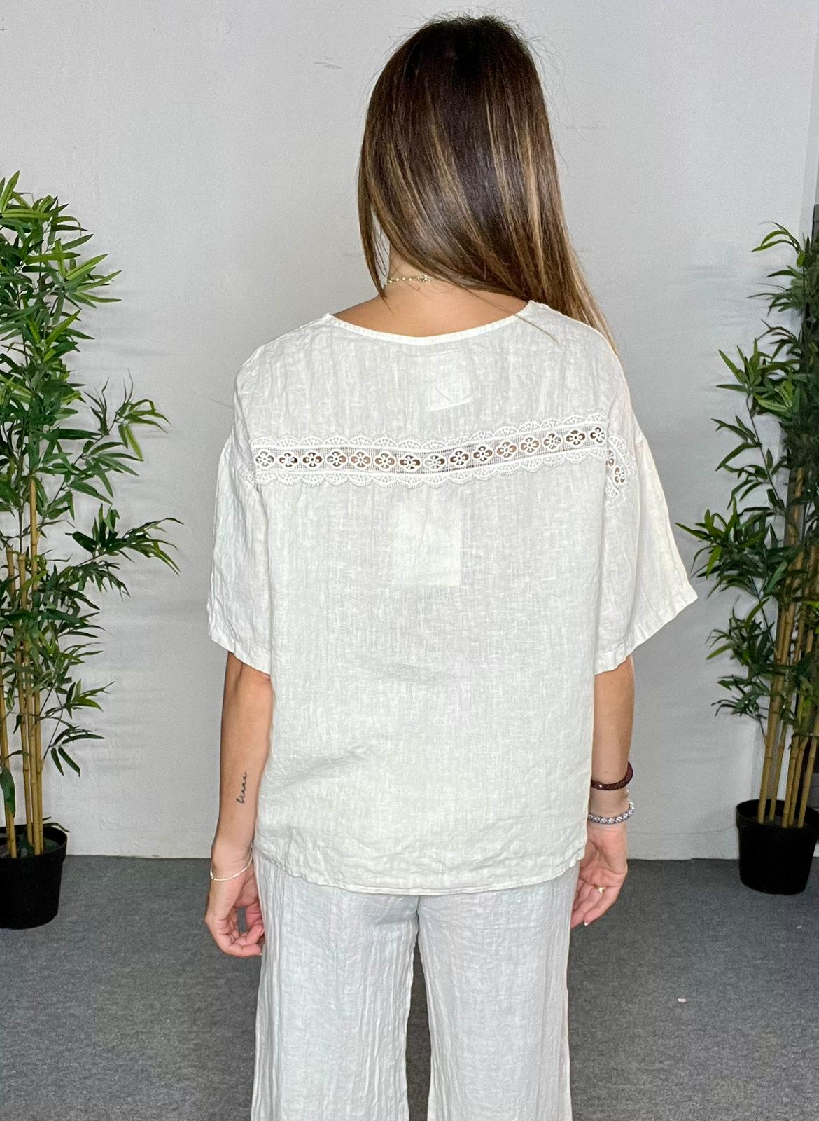 Blusa holgada begie de lino