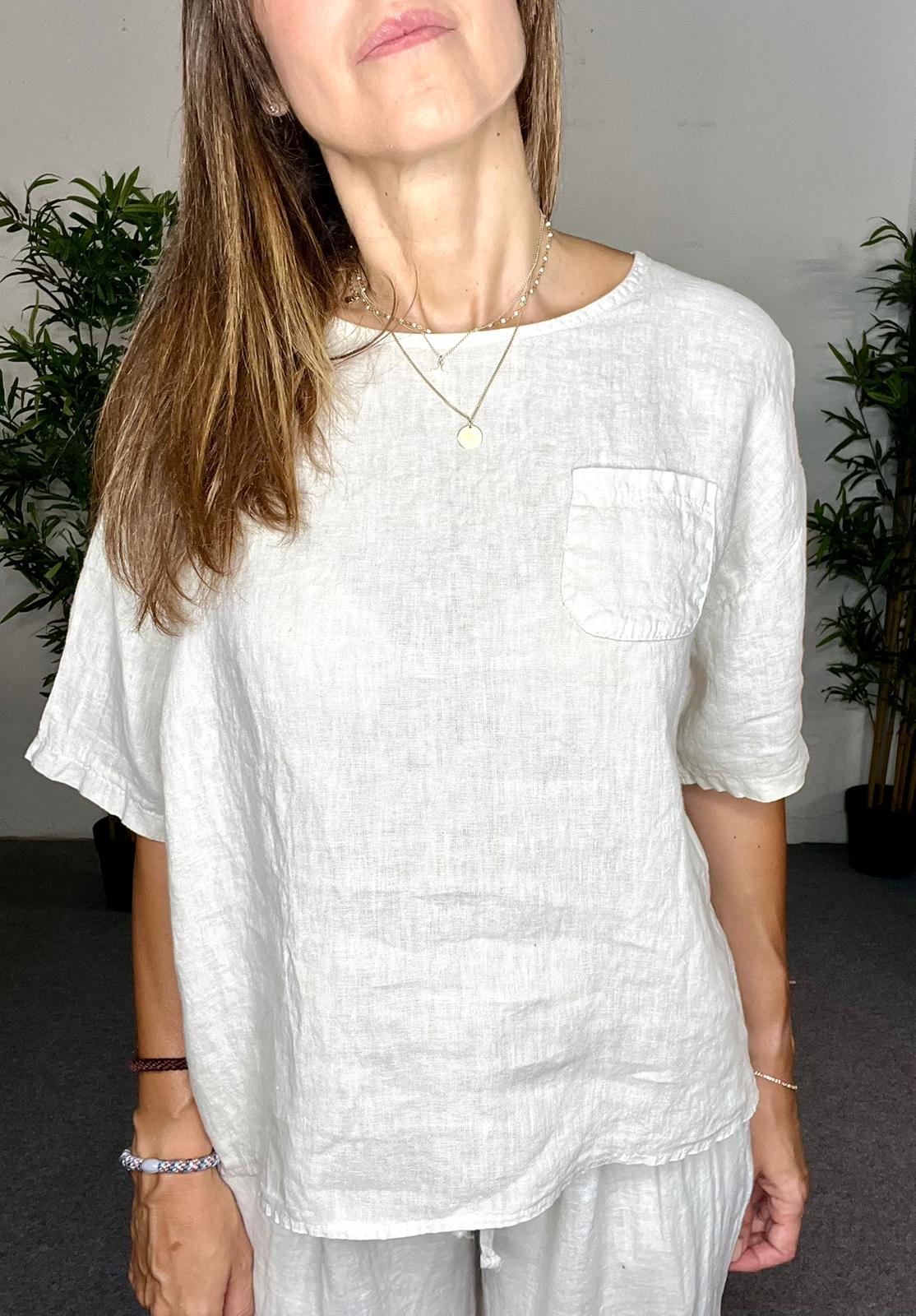 Blusa holgada begie de lino