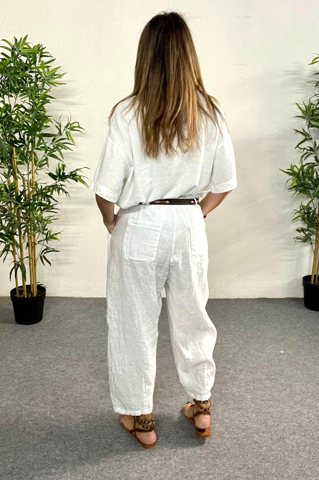 Pantalón barrel de lino