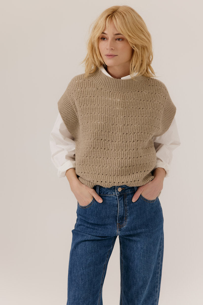 Chaleco de punto beige BERGLIND