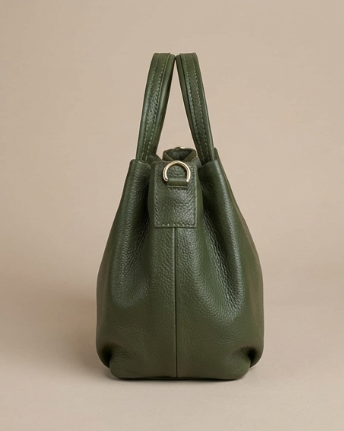 Bolso de piel con doble asa kaki GALA