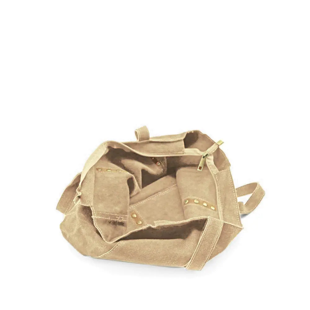 Bolso shopper de serraje beige