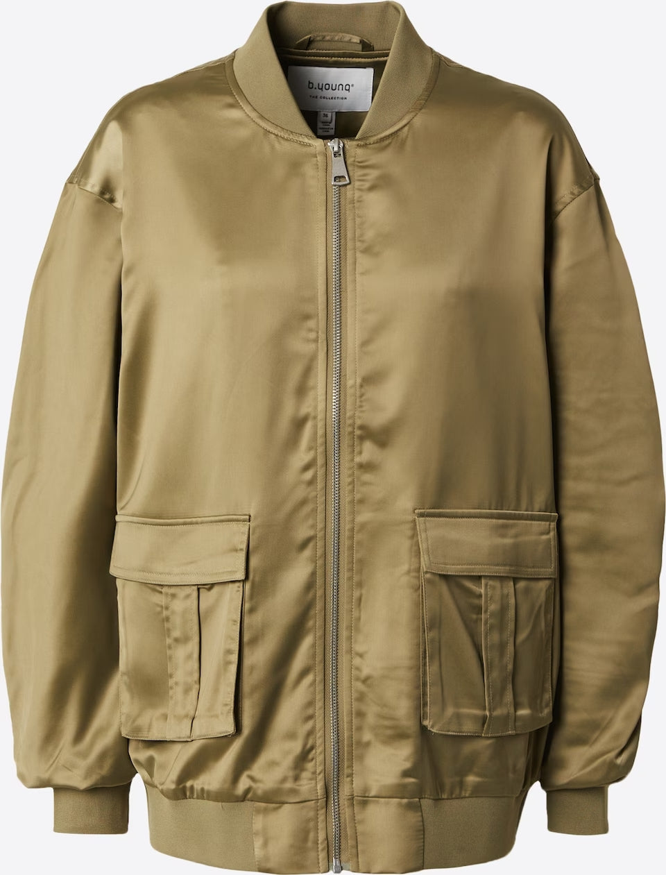 Chaqueta bomber verde satinada