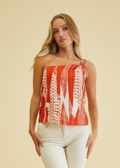 Top asimétrico estampado tribal
