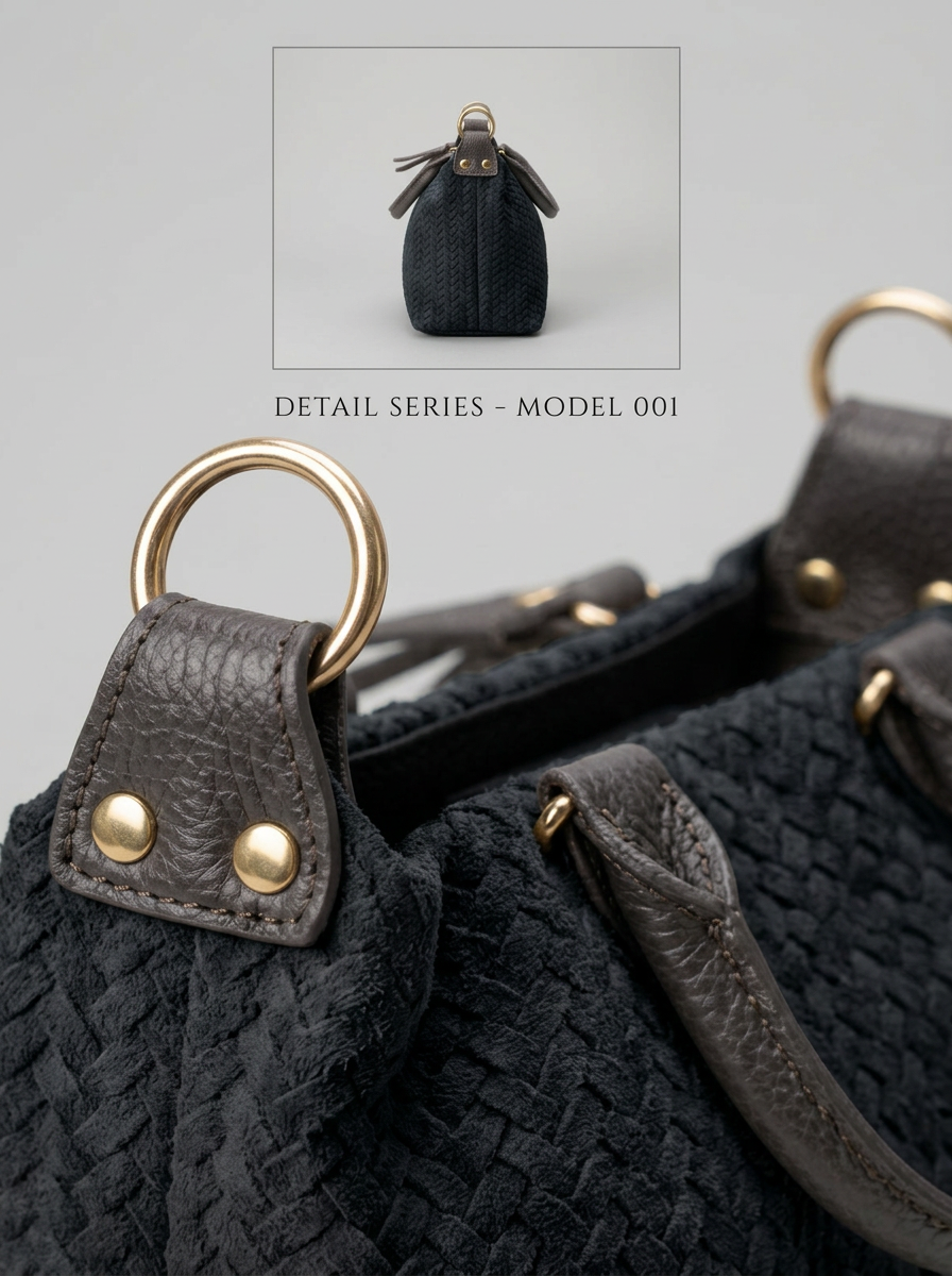 Bolso de piel negro BRAID