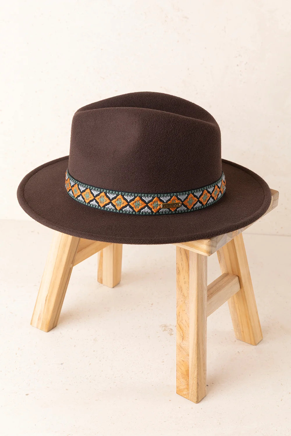 Sombrero fedora marrón cinta naranja LAVINIA