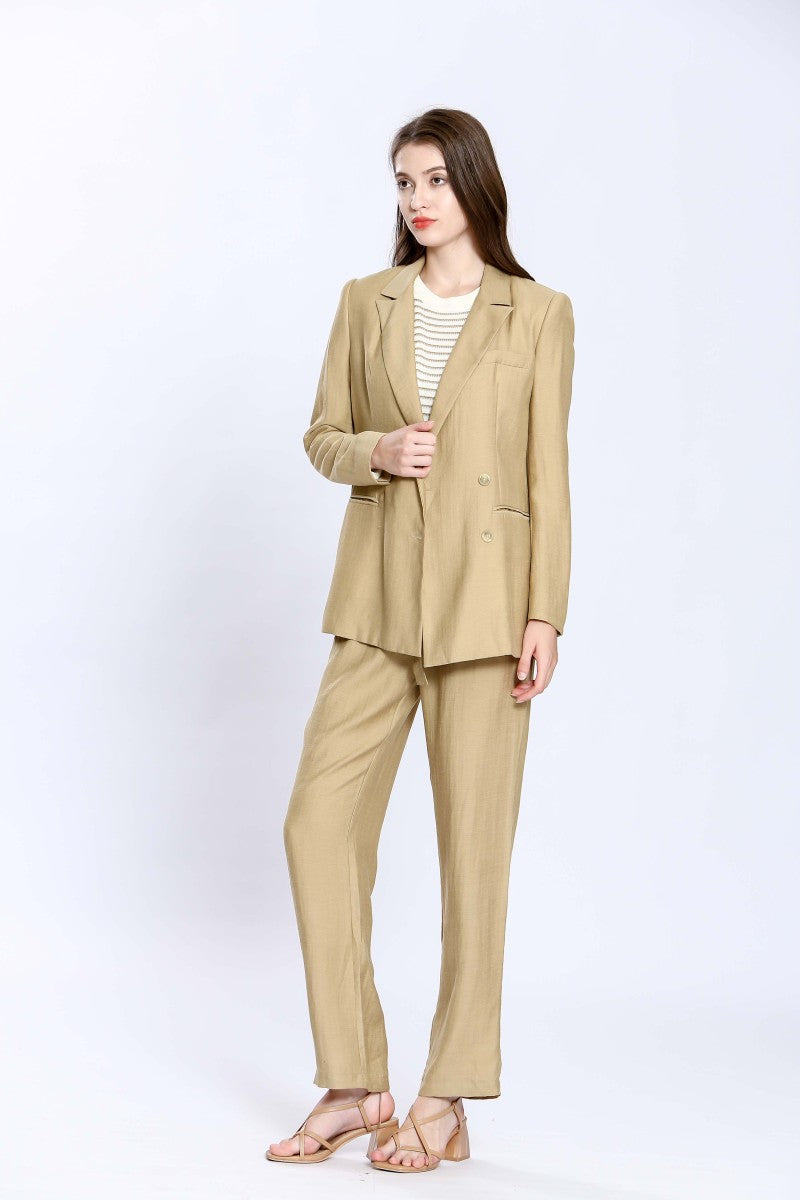 Pantalón de lino beige ALBERTA