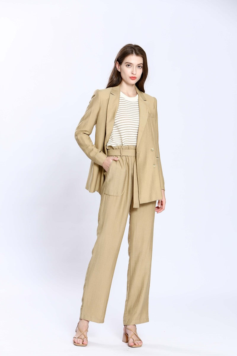 Pantalón de lino beige ALBERTA