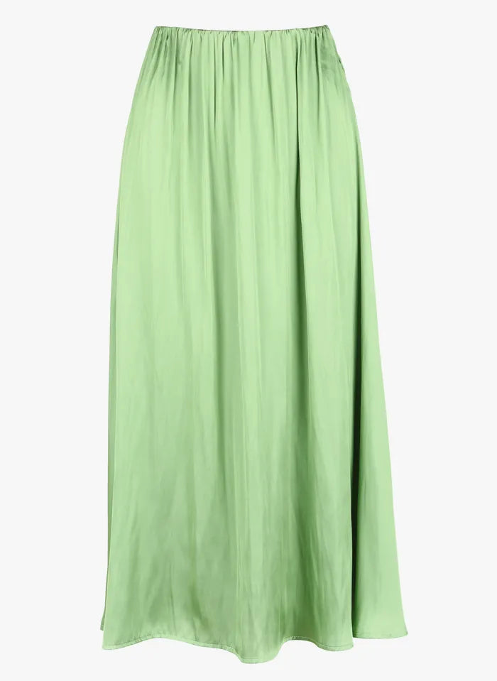 Falda verde satinada