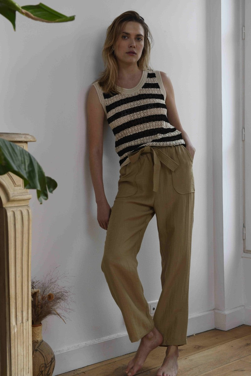 Pantalón de lino beige ALBERTA