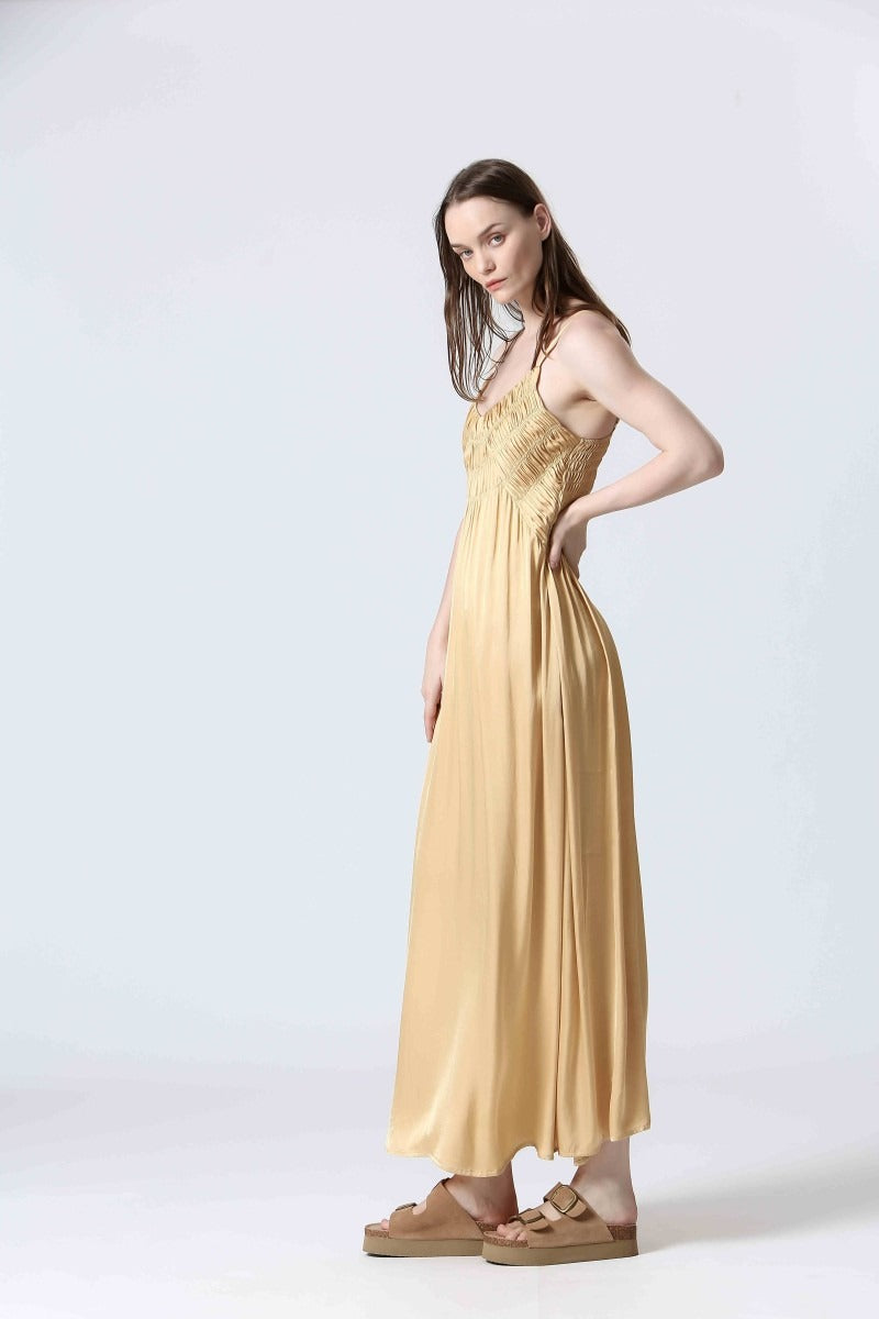 Vestido satinado amarillo BERLIOZ