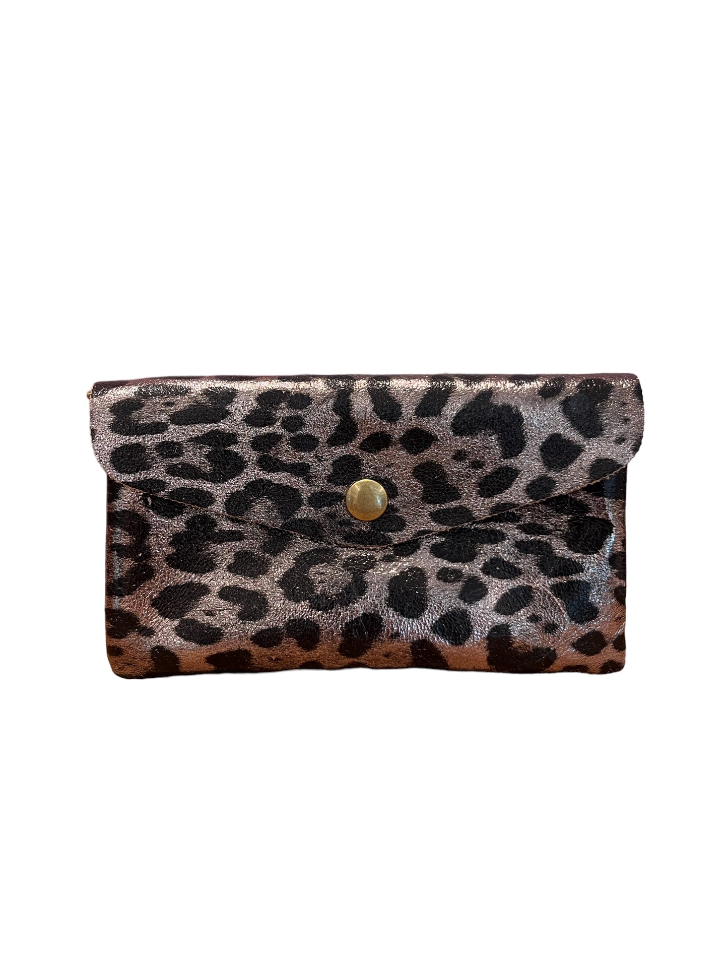 Monedero rectangular brillo piel animal print