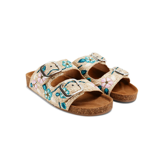 Sandalia bio multicolor con flores