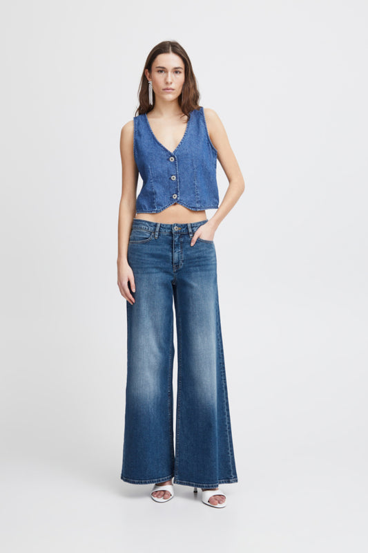 Vaqueros wide leg tiro medio azul medio ZINDY