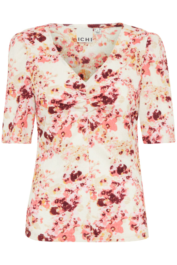 Blusa estampada con fruncido CORAL