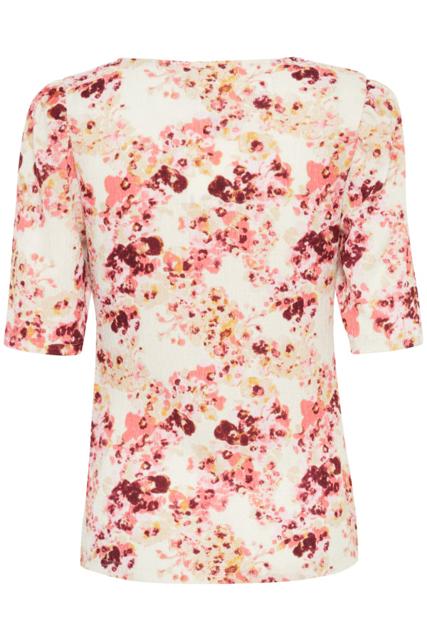 Blusa estampada con fruncido CORAL