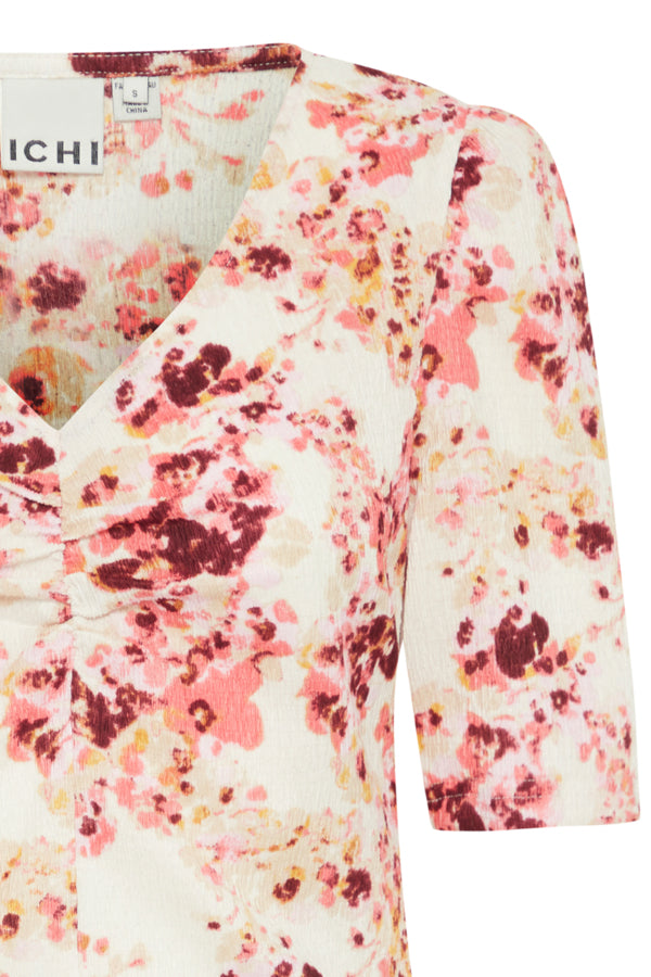 Blusa estampada con fruncido CORAL