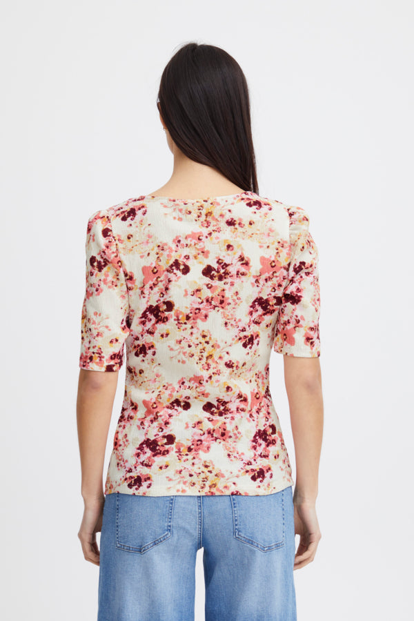 Blusa estampada con fruncido CORAL