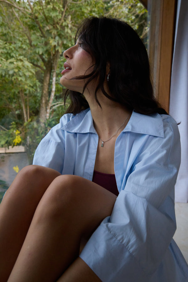 Camisa azul de manga ancha 3/4 DUANNE