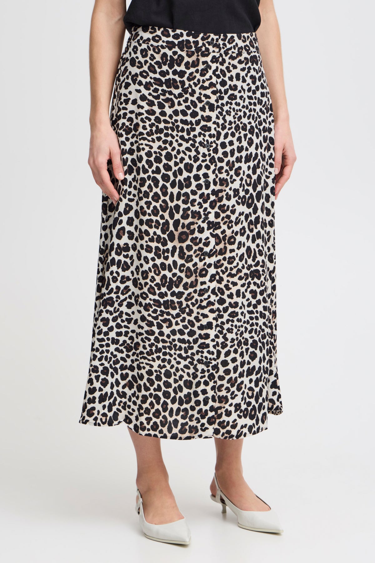 Falda midi de viscosa estampado leopardo