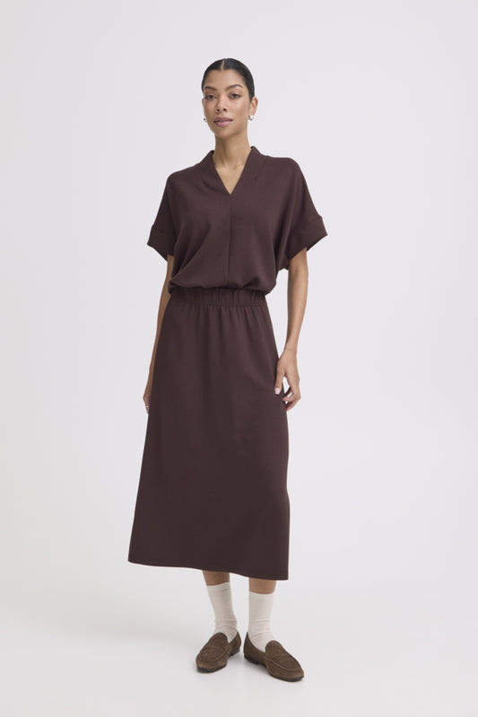 Falda midi marrón LUSTI