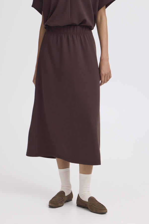 Falda midi marrón LUSTI
