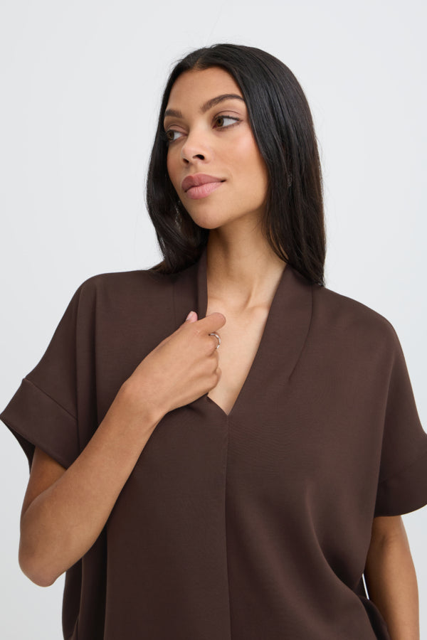 Jersey manga corta marron LUSTI